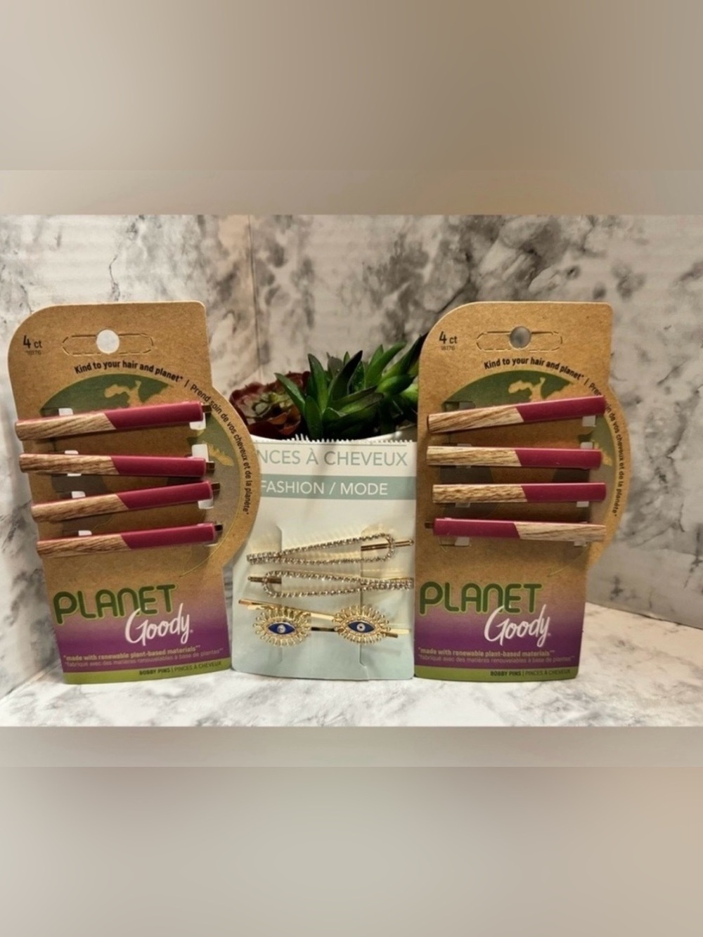 Planet Goody Women's Burgundy and Natural Two-Tone Hair Clips - Set of 8